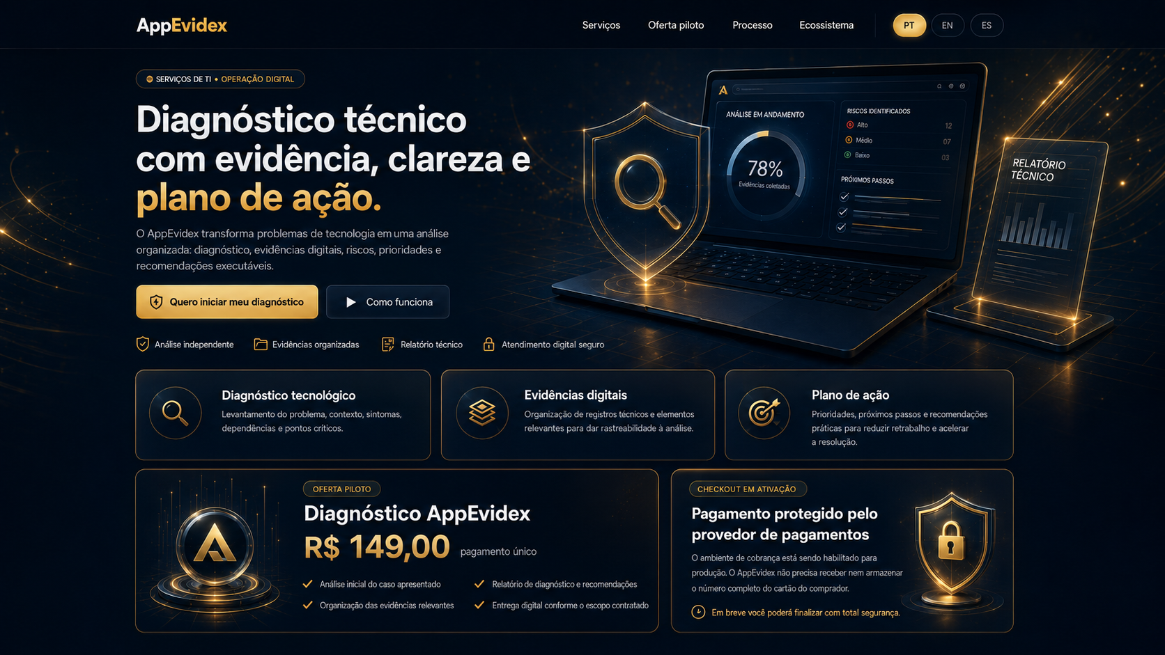 AppEvidex — layout premium aprovado